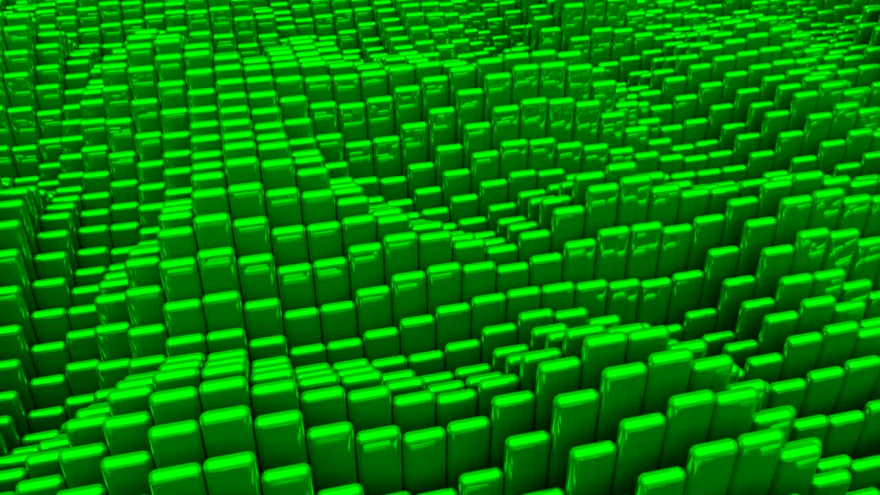 волнистая поверхность с глянцевыми закругленными зелеными кубиками анимационный фон