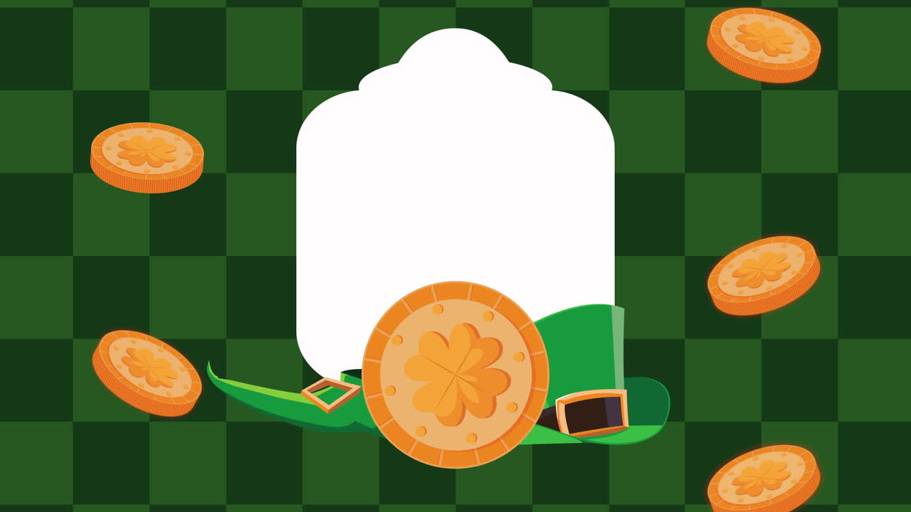 feliz día de san patricio animación con bota y sombrero de duende