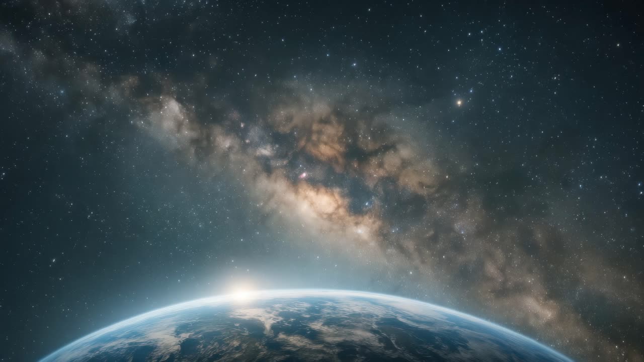 A breathtaking video concept of Earth from space, captured from a low-angle view
