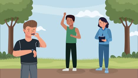 coaches couple sport characters animation