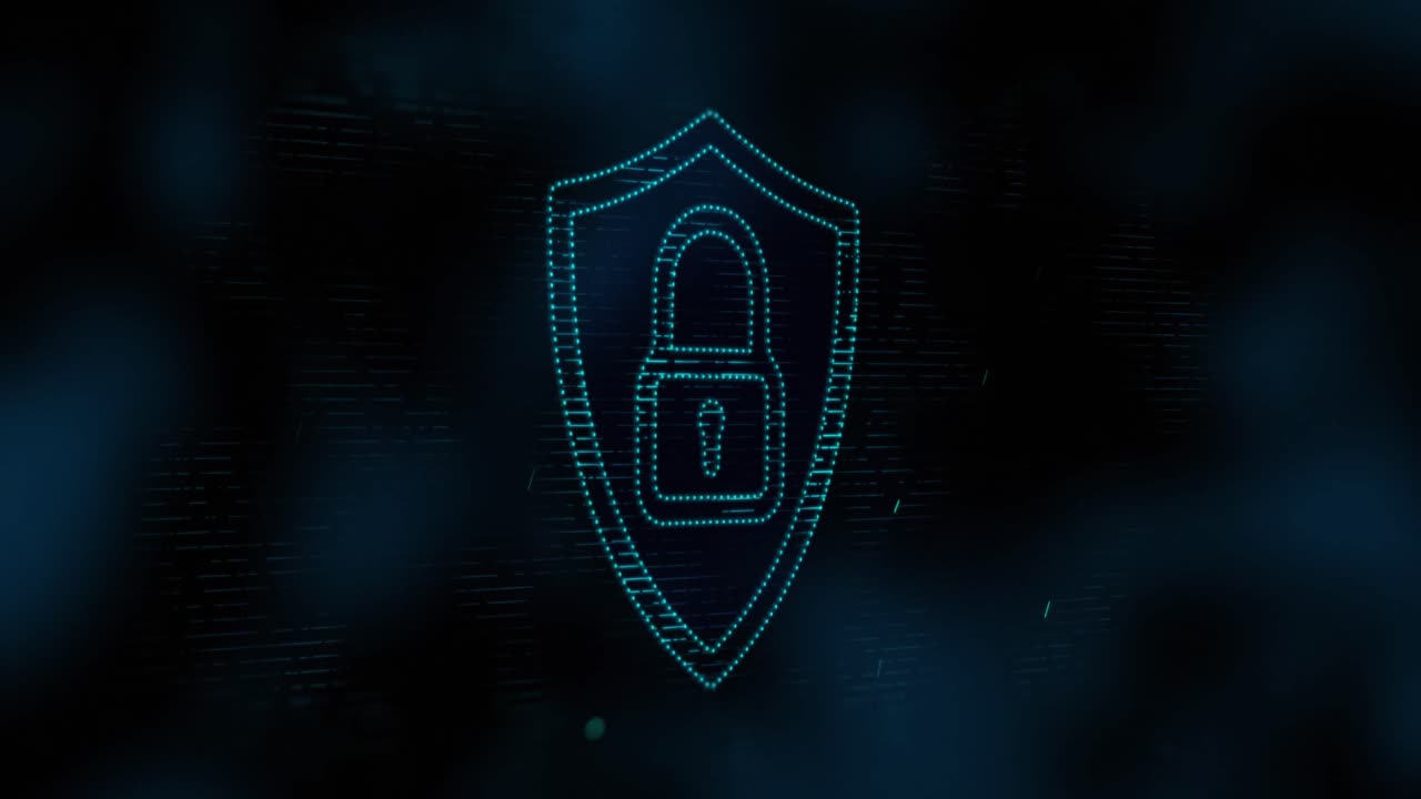 animazione dell'interfaccia digitale del computer sicurezza online icona del lucchetto blu su sfondo luminoso