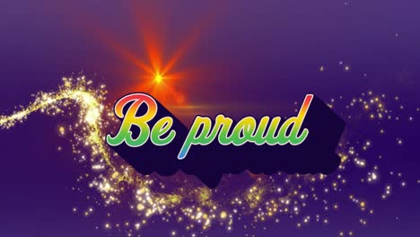 animation of be proud text over light spots