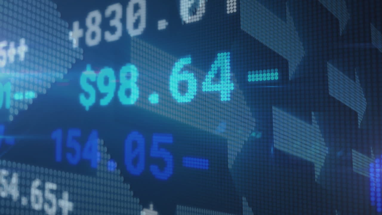 datos del mercado de valores y animación de crecimiento financiero en pantalla digital
