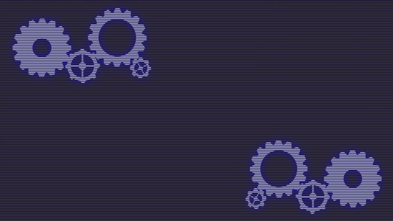 Simple, Cybernetic Animated Gears On Black Background