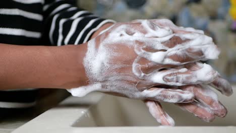 washing hands with soap