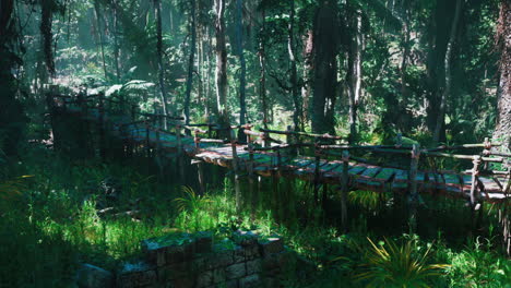 puente de la jungla en un exuberante bosque tropical