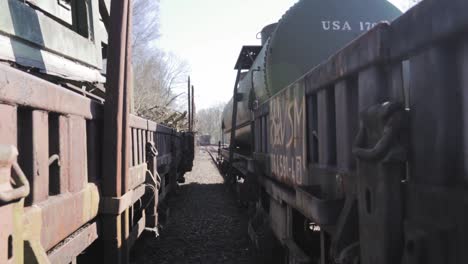 old military train cars with tanker