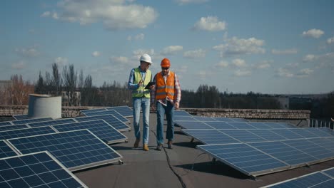 solar panel maintenance on rooftop