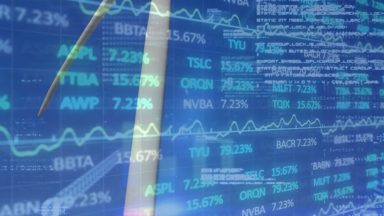 풍력 터빈을 통해 금융 데이터 처리의 애니메이션