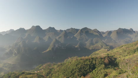 aerial drone point of view of the stunning landscape of ha giang in northern vietnam, south-east asia