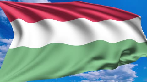 bandera de hungría contra un cielo nublado (canal alfa, en bucle)