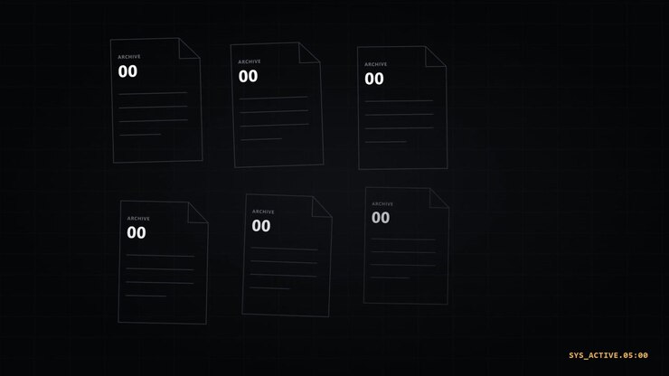Digital Interface Displaying Multiple Archive File Icons