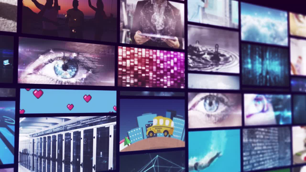 다중 스크롤 비즈니스, 레저 및 기술 화면의 복합 애니메이션