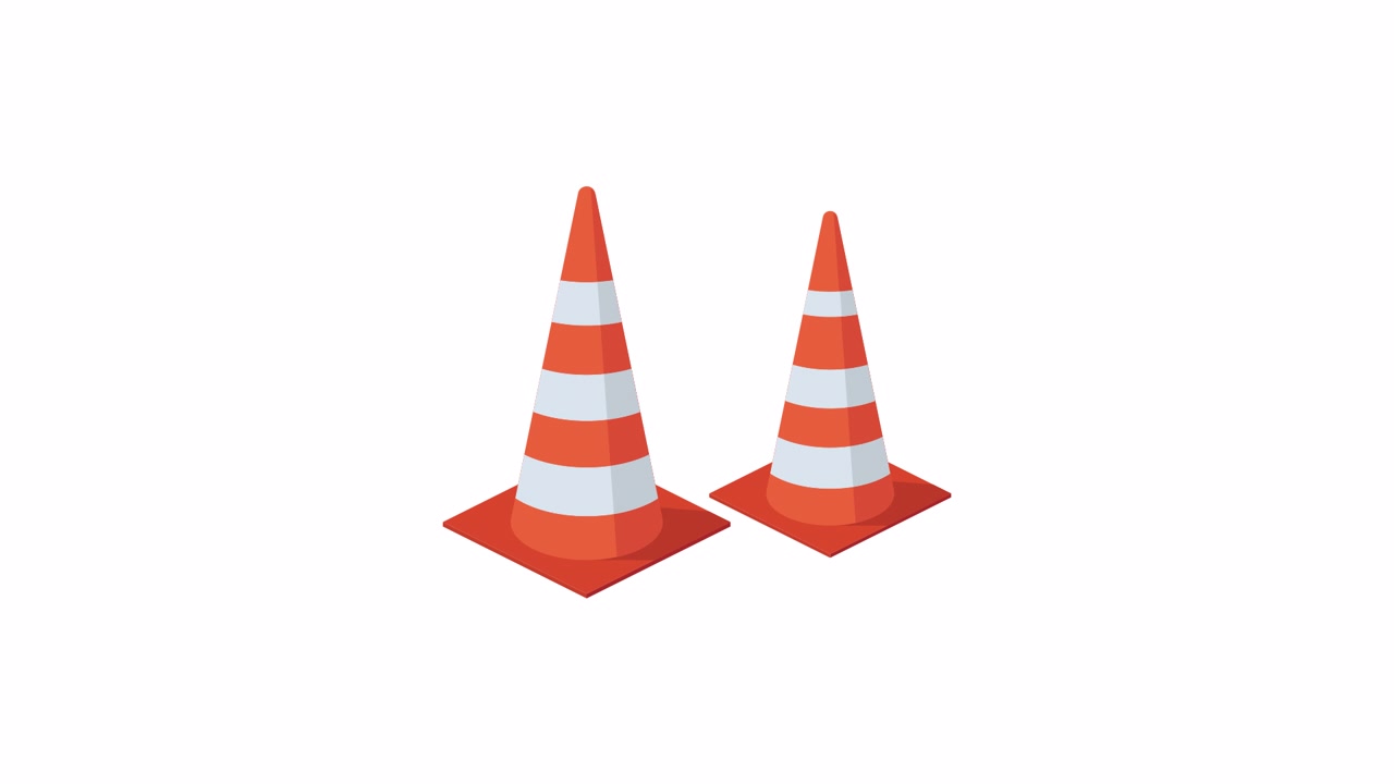Animated Isometric Traffic Cones with Reflective Stripes