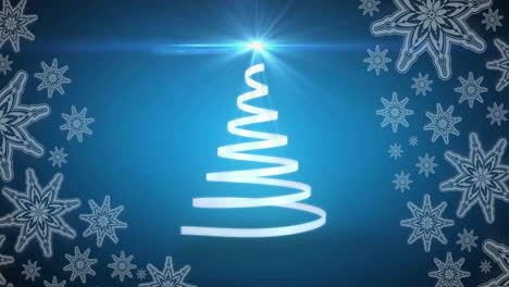 animation of snowflakes over christmas tree
