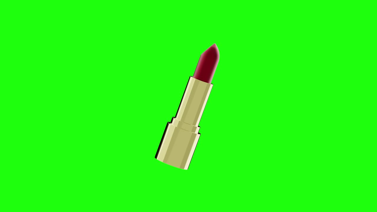 el lápiz labial de color rojo gira lentamente en el aire.