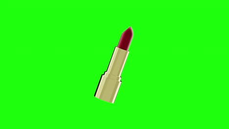 el lápiz labial de color rojo gira lentamente en el aire.