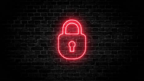 Padlock-set-neon-led-icon