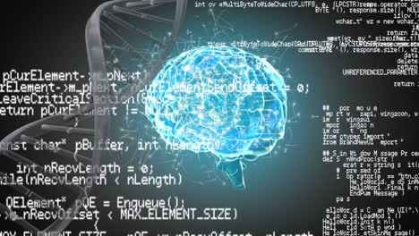 cerebro humano, hélice de adn y códigos de interfaz