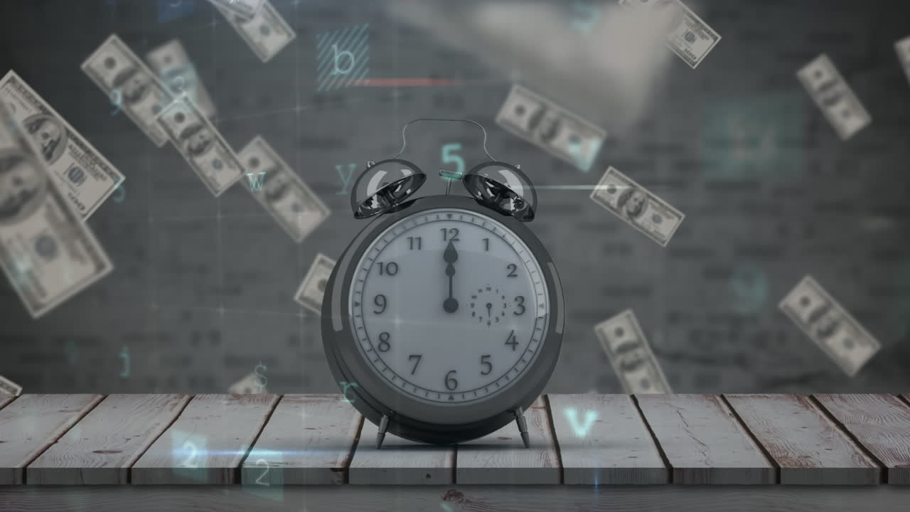 анимация обработки данных по часам и банкнотам