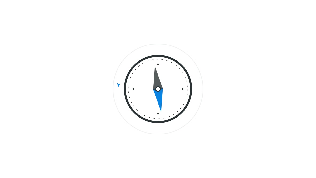Minimalist Compass Icon Rotating on White Background