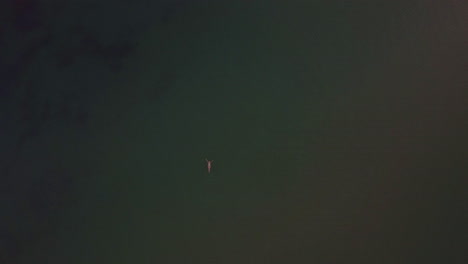 Aerial-shot-of-woman-swimming-in-the-sea-Distant-view