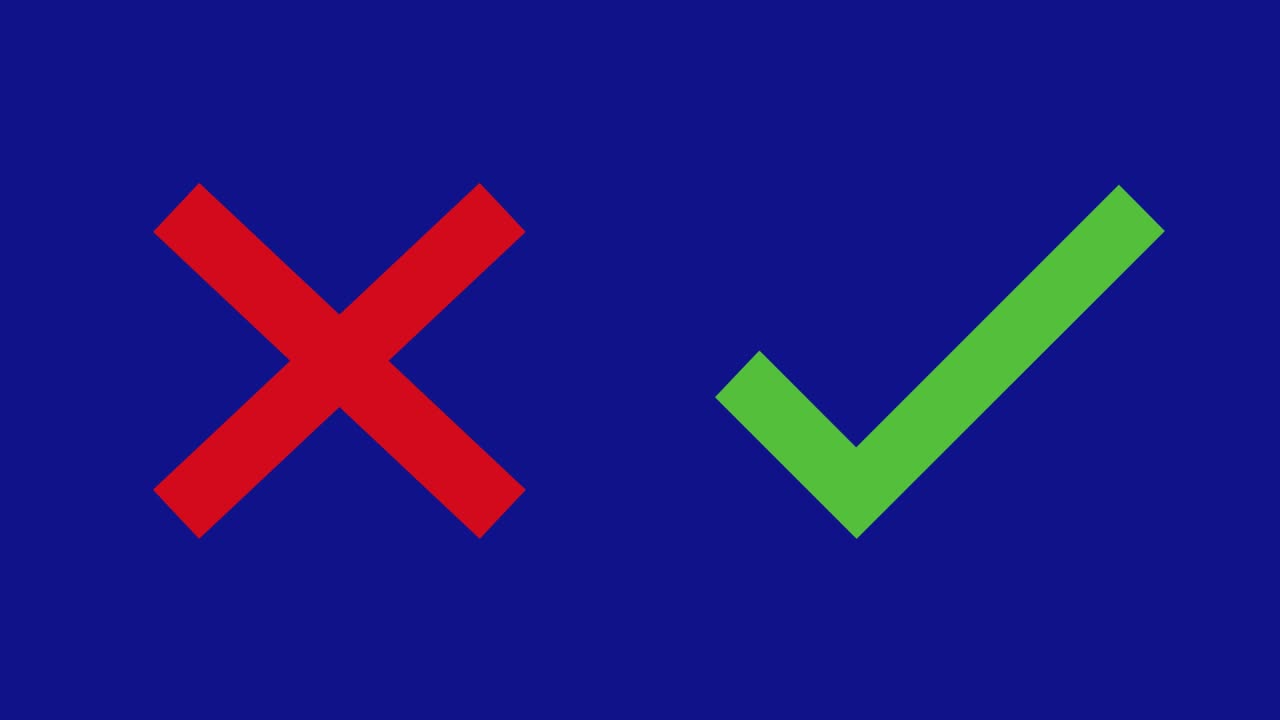 Loop animation of a checklist and a cross