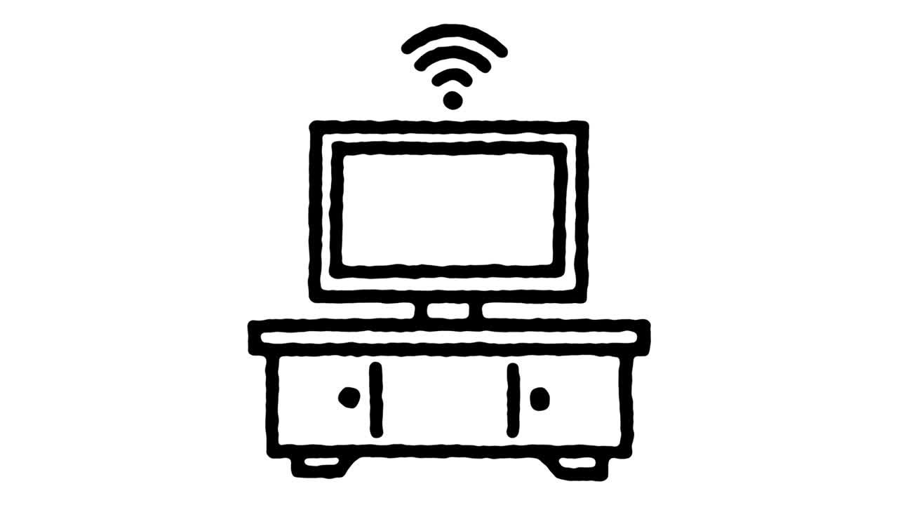 Connected TV Hand Draw Line Icon Animation