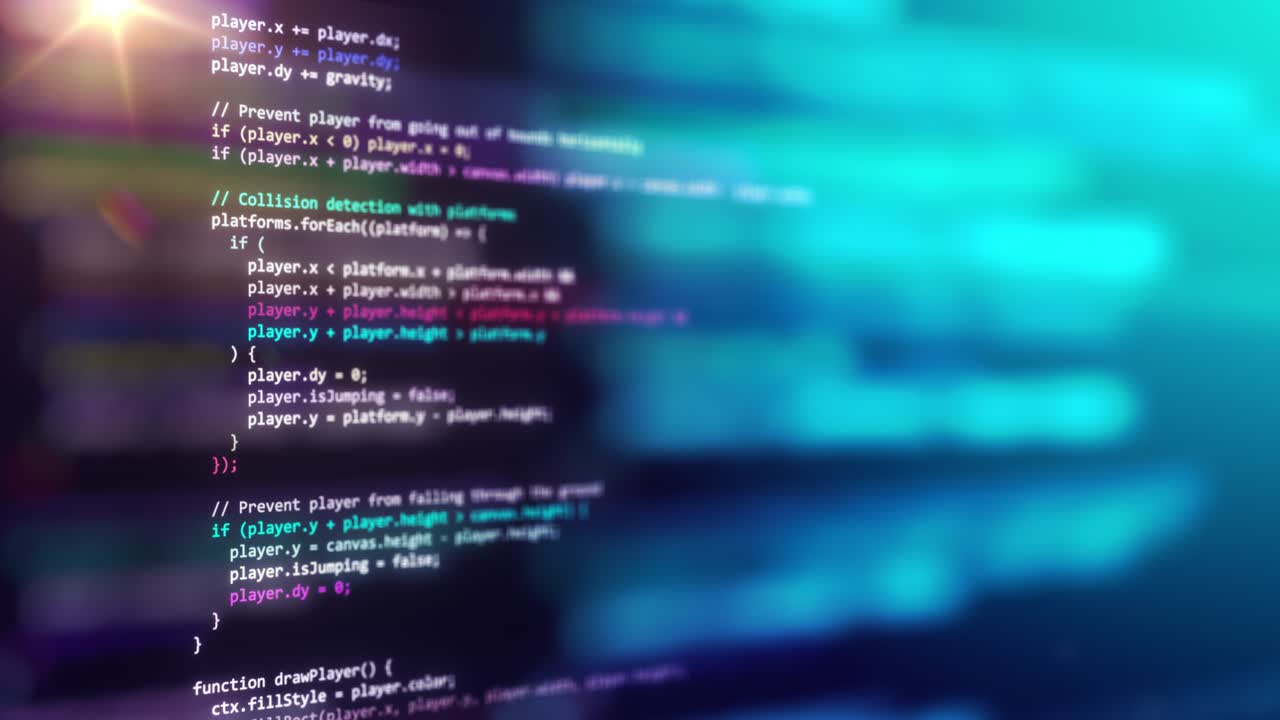 Scrolling Programming Code on a Digital Background