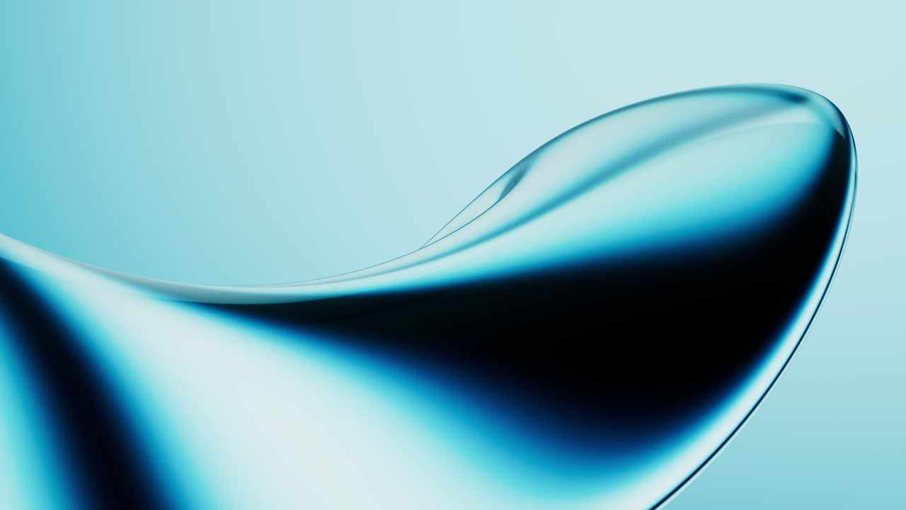 Abstract blue gradient glass background with smooth transitions of color, 3d rendering.