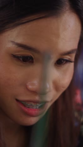 close up of a woman's face