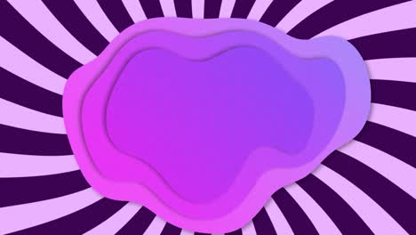 Animation-of-organic-purple-shape-over-rotating-purple-radial-stripes