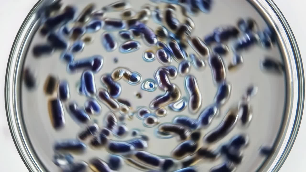 Close-up of Microorganisms in a Petri Dish
