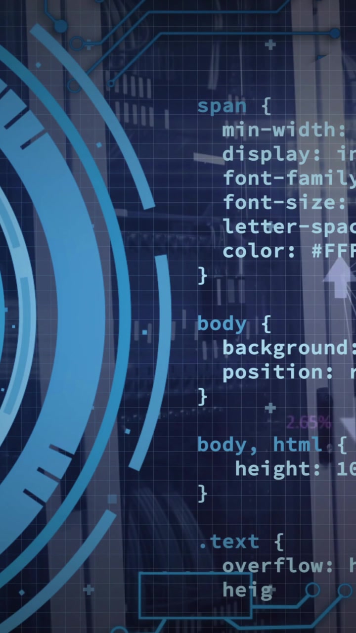 Animation of data processing and scope scanning over server room