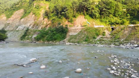 drone view of river ganga  flowing through mountains