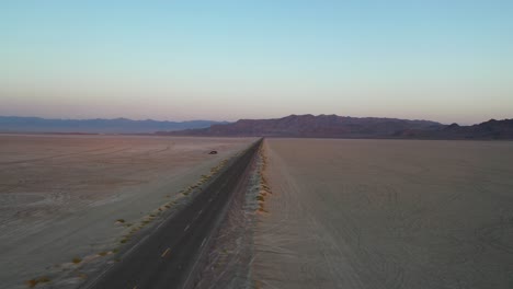 aerial view of road in bonneville salt flats and speedway field, utah usa