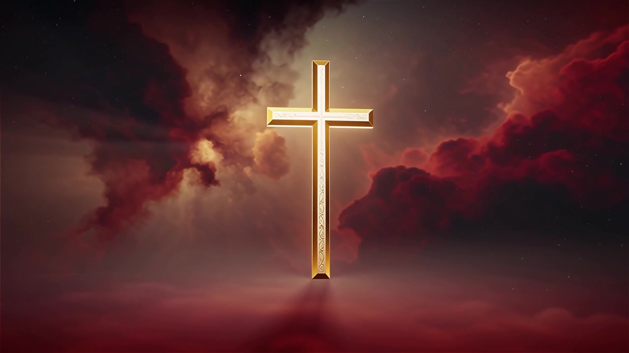 Croce Cristiana Luce Celestiale Sfondo per il Culto.