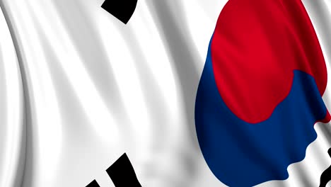 south korean flag in slow motion. the flag develops smoothly in the wind