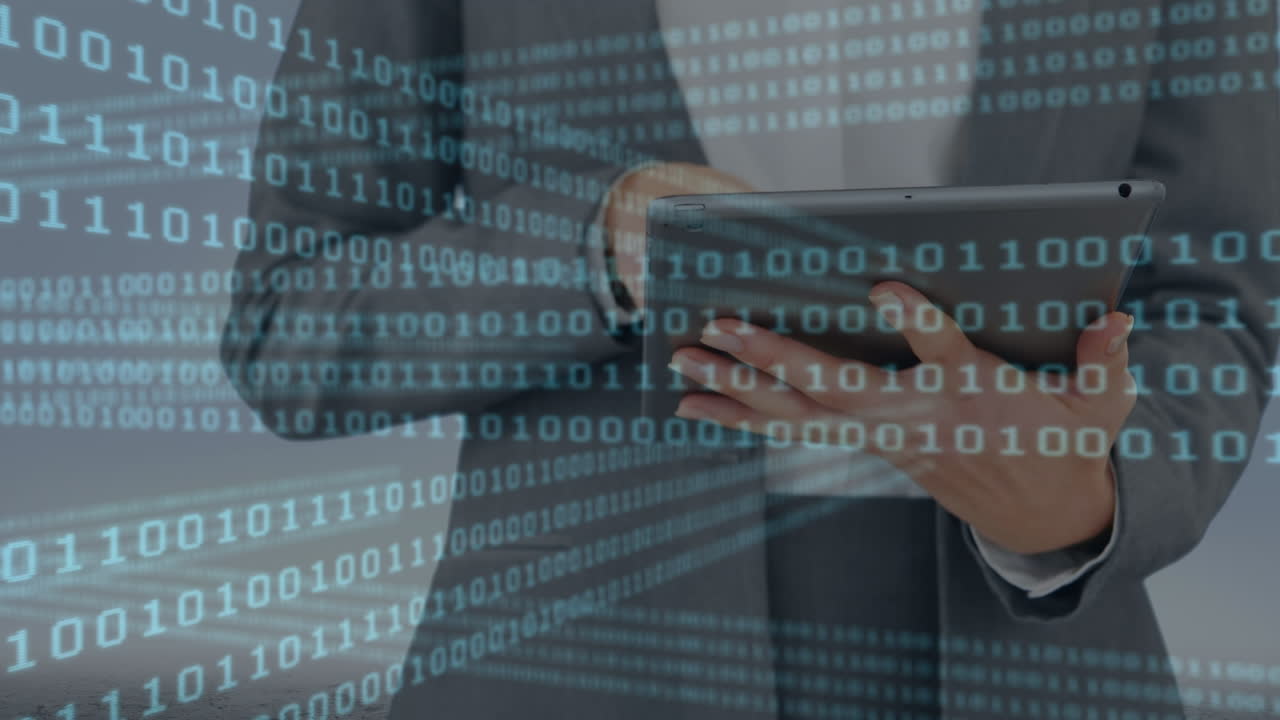 animación del procesamiento de datos sobre el hombre de negocios