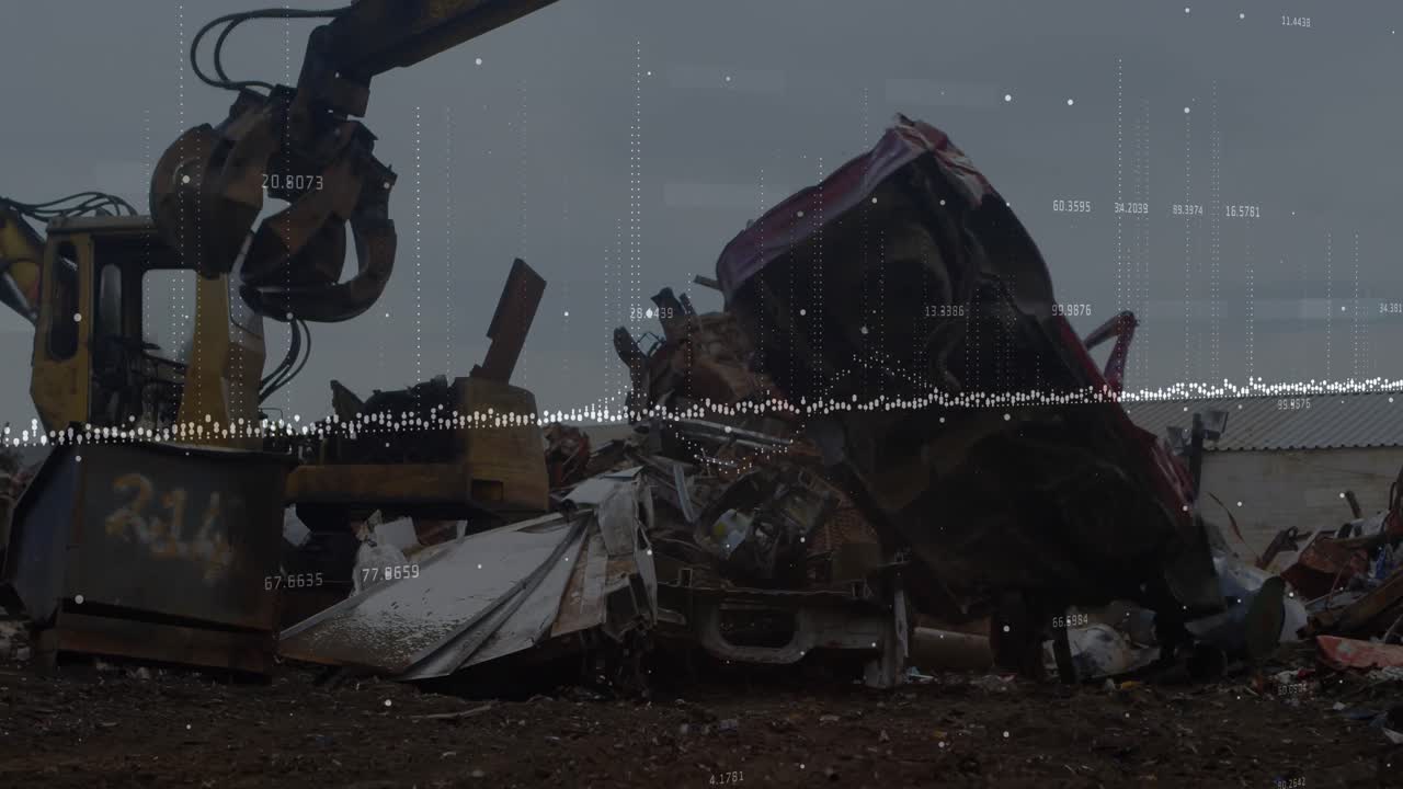 쓰레기 매장 위의 금융 데이터 처리의 애니메이션