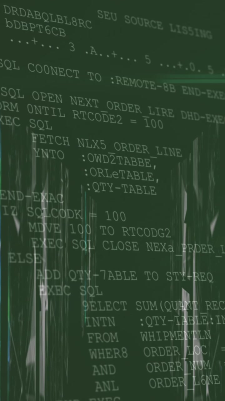 Animation of data and shapes on black and green background