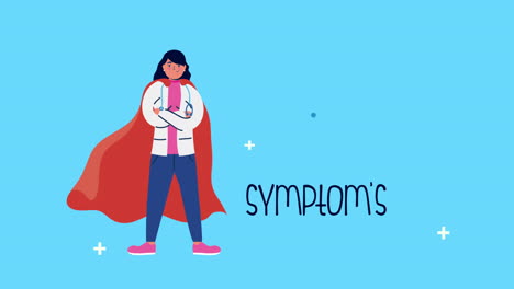 super female doctor with hero cloak and sick man