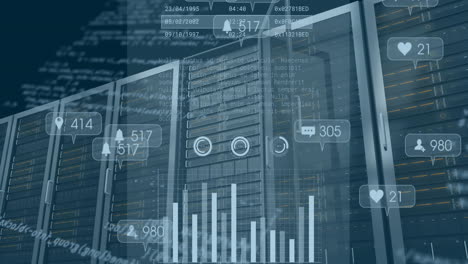 animazione dell'elaborazione dei dati sulla sala server