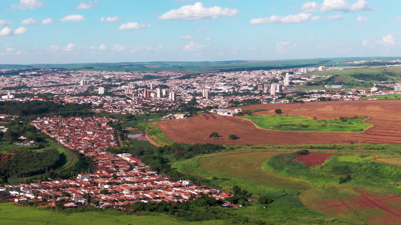 Aerial view capturing cityscape of Jahu in Sao Paulo, Brazil.
