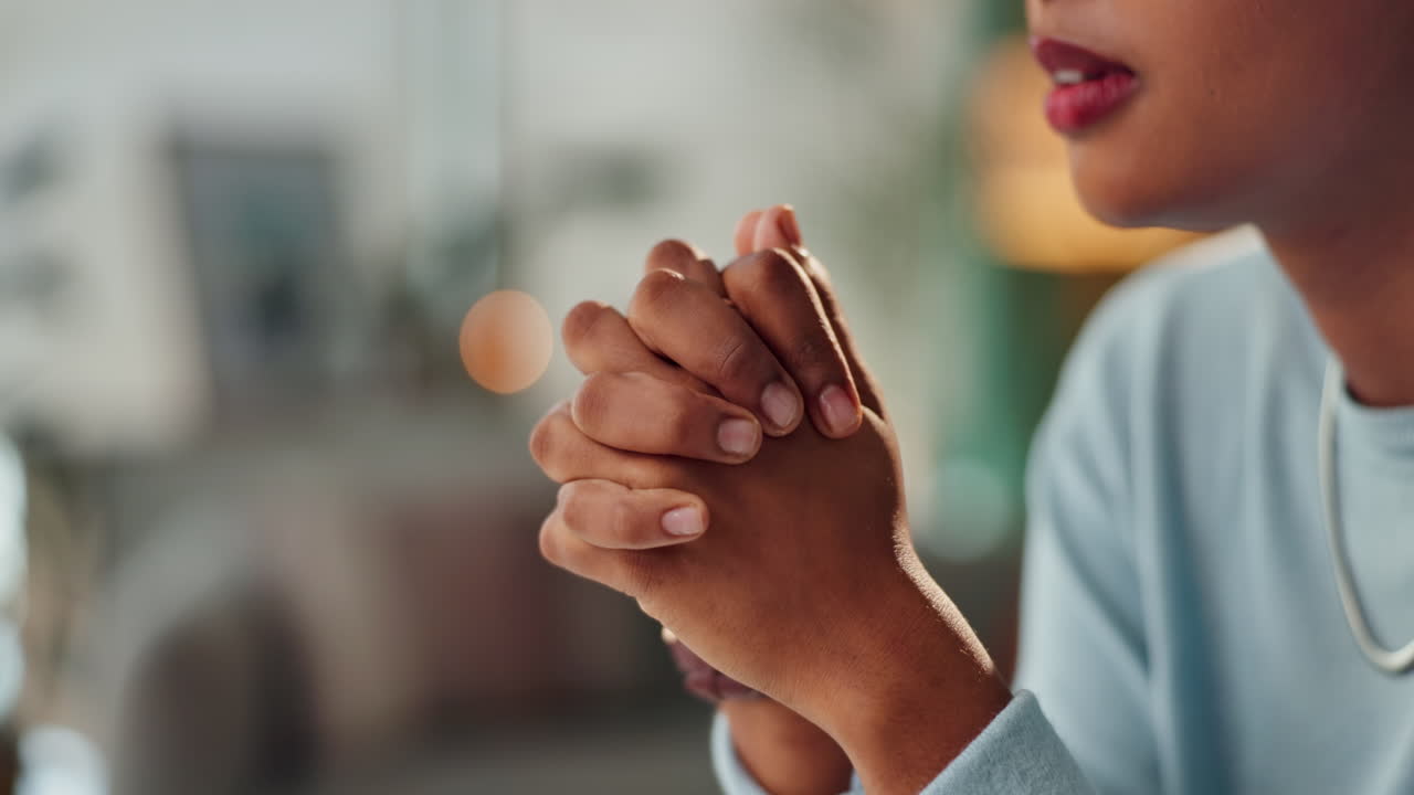 Woman Praying with Folded Hands
