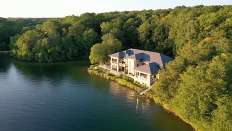 luxurious lake house nestled in a lush forest