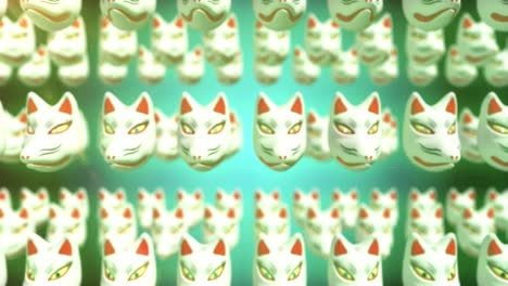 japanese traditional style fox face mask loop animation