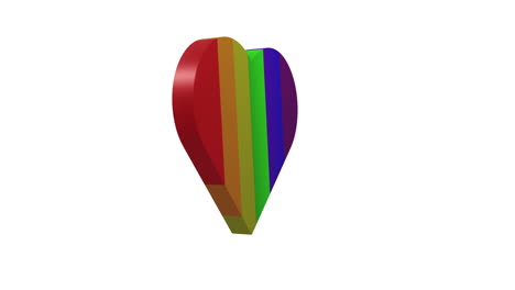 animación de un corazón arco iris moviéndose sobre un fondo blanco.