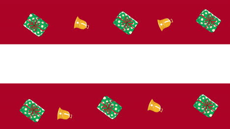 animation of christmas pattern and copy space on red background