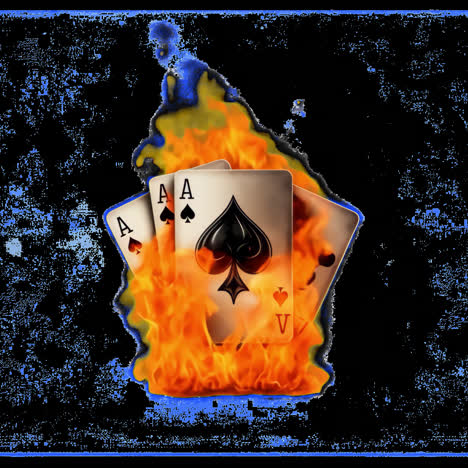 fiery poker cards artwork animation isolated asset, transparent 4k video, alpha channel, prores 4444